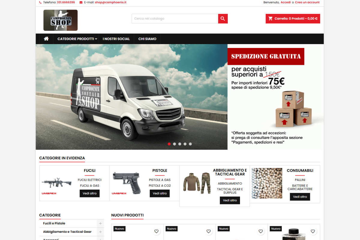 ecommerce softair shop.camphoenix